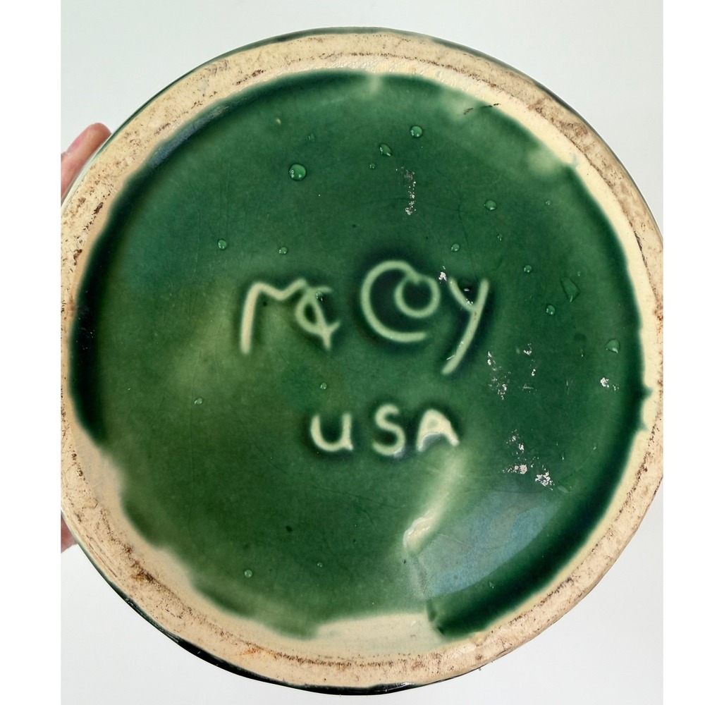 Vintage McCoy USA Green Pedestal Jardiniere Planter Footed Pottery MCM - Picture 4 of 5